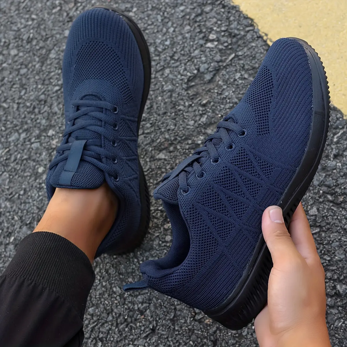 Men's Casual Trainers - Cloth Laces, Breathable Mesh Upper & Lining, Lightweight Knit, MD Sole, Low Top, Normal Pronation Support, Footwear, Athletic Sneaker, Walking Shoes, Runner for Daily Wear, Road Running