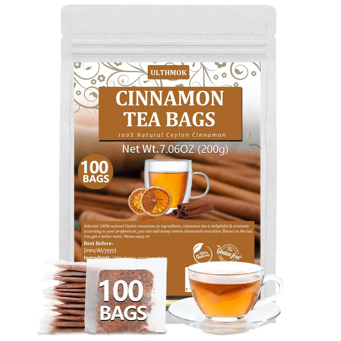 100Bags Cinnamon Tea Ceylon Cinnamon Sticks No Additives & Caffeine Free Cinnamon Herbal Spice Tea 100Bags Cinnamon Tea Ceylon Cinnamon Sticks No Additives & Caffeine Free Cinnamon Herbal Spice Tea