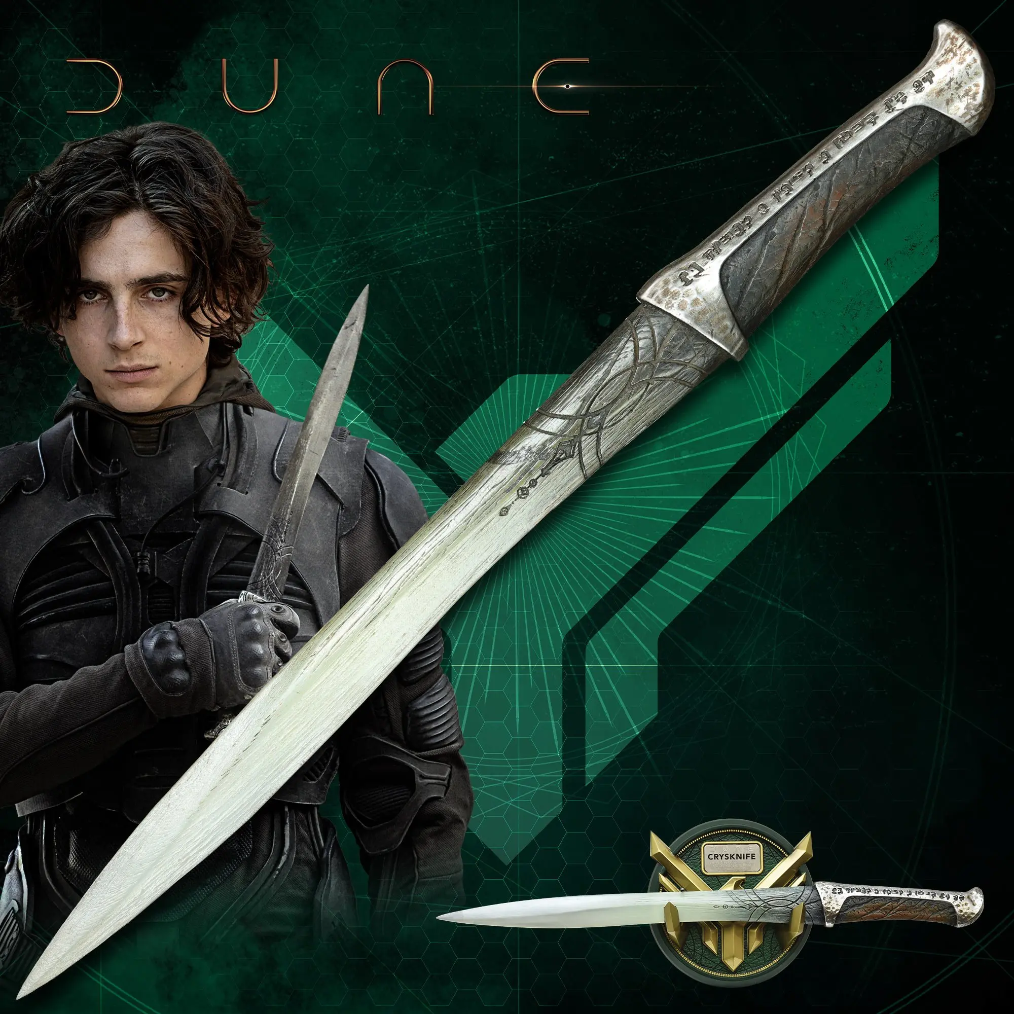Dune Crysknife Of Paul Atreides   Officially Licensed   Crafted Of Polyresin   Hand-Painted   Movie Collectible   Wall Display Included