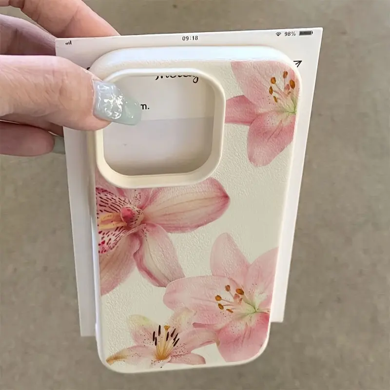 Pink lily and lychee pattern phone case, compatible with iPhone 17/16/15/14/13/12/11/X/XS/XS Max, suitable as a gift for friends and family, Flower, Cover, Accessories, Smartphone
