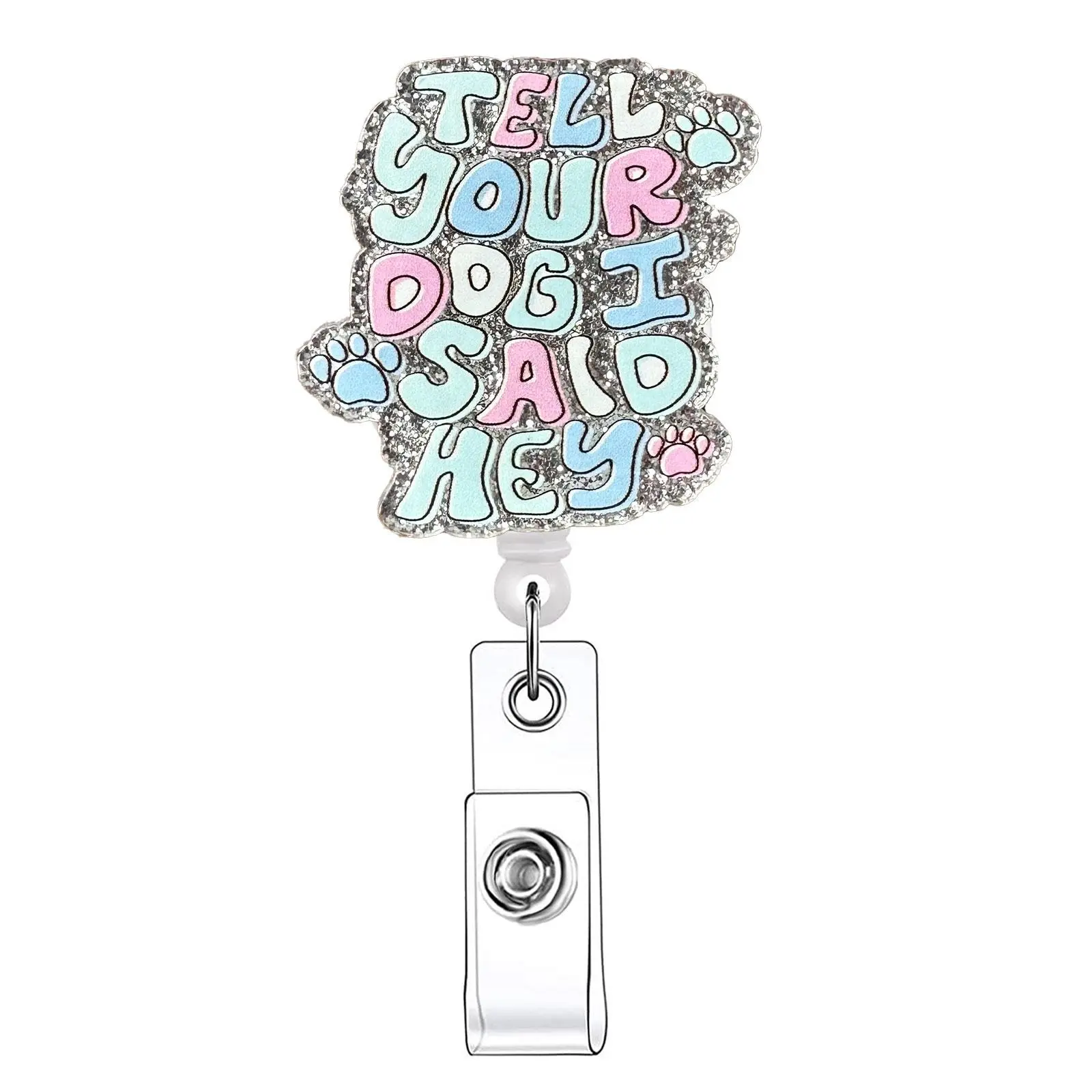 Cute Letter Pattern Badge Reel, 1 Count Retractable Badge Reel, Acrylic ID Holder Reel with Clip for Nurses, Doctors, Students & Office Staff, Badge Reels Retractable, Nursing Badge Reel, Medical Badge Reel