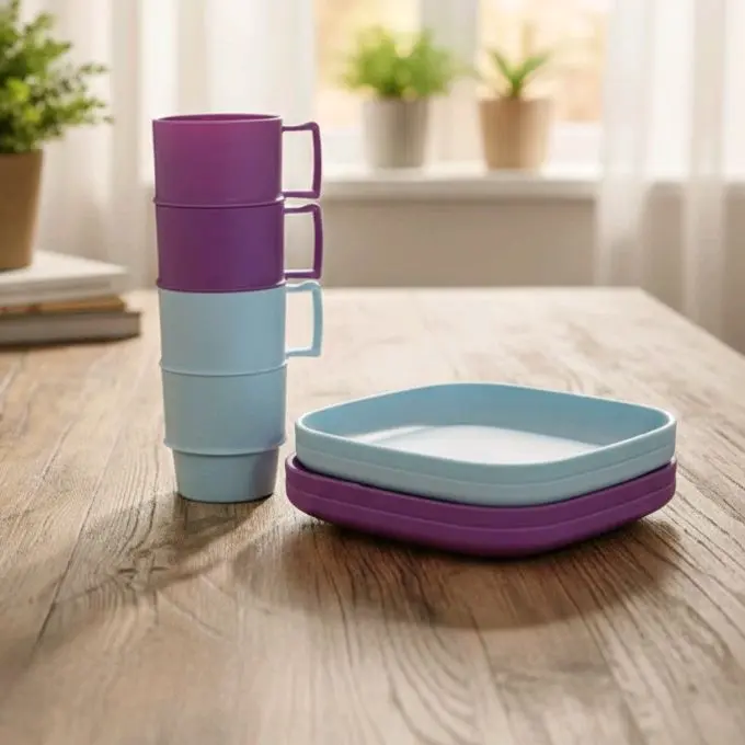 mini set (4) plates (4) cups for kinds