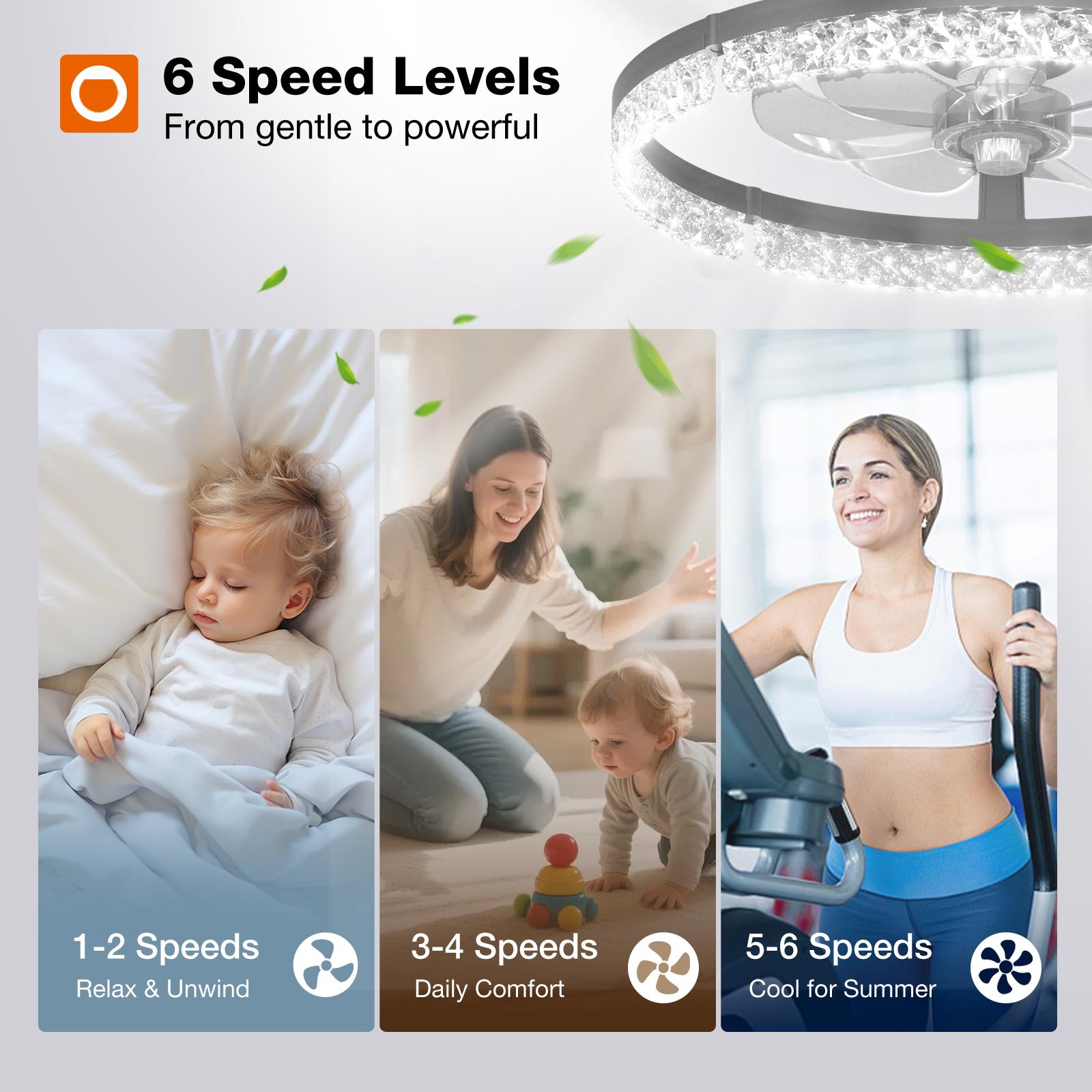 20Inch Modern LED Ceiling Fan With Adjustable Light (3000K-6000K) | Embedded Installation, Reversible Airflow for Enhanced Circulation - Ideal for Office, Study, Bedroom, and Indoor Spaces