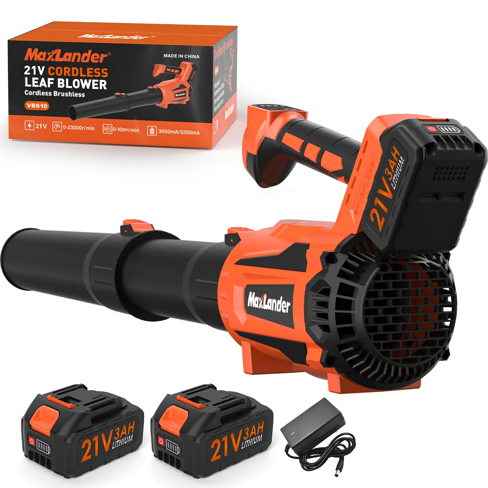 MAXLANDER Cordless Leaf Blower - Electric Blower with 2x 3.0Ah Batteries, 1 Charger, 600CFM, 200MPH, 5 Speed Modes for Patio Cleaning, Lawn Care, Blower Leaf Blower