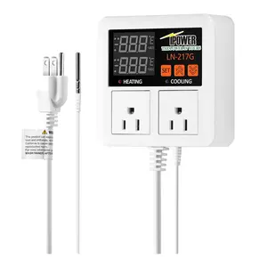 Professional Digital Heating and Cooling Thermostat Controller for Seed Germination, Reptiles and Brewing Breeding Fermenter Greenhouse, Grow Tent, 1200W-White, White