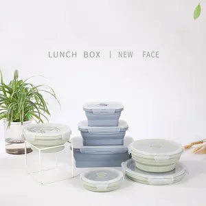 Silicone lunch box, Leak-Proof Bento Lunch Box, Bento Box Reusable Lunch Container Smooth Leak Proof Lunch Box for Lunch, Outdoor Camping,  Adult Work Travel