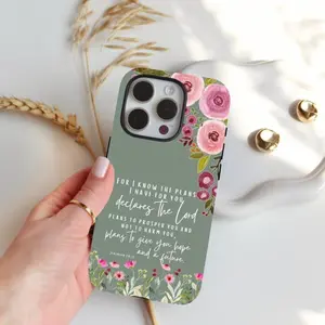 Bible Verse Phone Case Jeremiah 29:11 Christian Phone Cover for Women Floral Scripture Phone Case For I know the Plans Christian Tough Case Suitable for IPhone17 11 12 13 14 15 16 Pro Max Air Plus