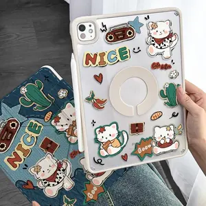 Cute Cat Pattern Tablet Case for iPad, 1 Count Removable Magnetic Cover, Tablet Protective Cover Compatible with iPad Air 11 Inch M2(2024), iPad Air 6th/5th/4th Gen Case, iPad Tablet Accessories
