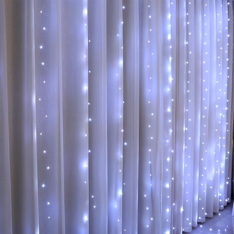 1set 9.84ft LED Curtain Fairy Lights, 300 LED Remote Control Curtain Lights, Plug In Fairy Curtain Lights, Window Wall Hanging Curtain String Lights for Bedroom Backdrop Wedding Party Xmas Indoor Decoration-Decorative
