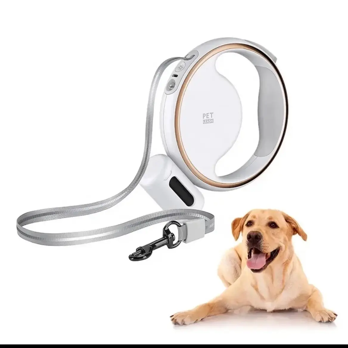 Luxury Retractable Pet Leash with LED Light and Poo Bag Holder for Small to Medium Dogs