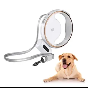 Luxury Retractable Pet Leash with LED Light and Poo Bag Holder for Small to Medium Dogs