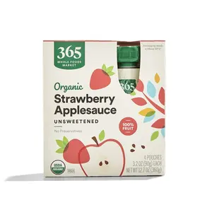 365 by Whole Foods Market, Organic Strawberry Applesauce 4 Pack, 3.2 Ounce Flavor Fruit