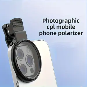 52mm Phone Photography Polarizing Lens Filter, Mobile Phone Lens, Cpl Polarizer with Clip, High Definition Filter for Smartphone Camera Accessories