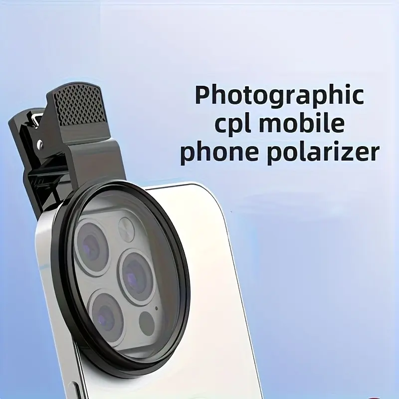 52mm Phone Photography Polarizing Lens Filter, Mobile Phone Lens, Cpl Polarizer with Clip, High Definition Filter for Smartphone Camera Accessories, Cell Phone Accessories