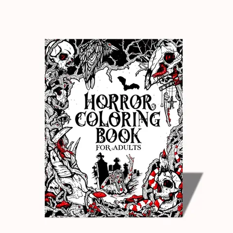 Children's Horror Graphic Coloring Book - 8.5in x 11in Single-Sided Paper, 40 Handdrawn Artwork, Ghosts, Creepy Creatures, Morbid Curiosity Focus, Relaxation, Stress-Relieving, Boosts Creativity (Horror Fans Gift)