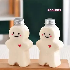 Christmas Gingerbread Man Shape Plastic Bottles, 13.53 Oz Cute Pet Empty Drink Containers, DIY Juice and Milk Tea, Party Beverage Jars, Plastic Food Jars