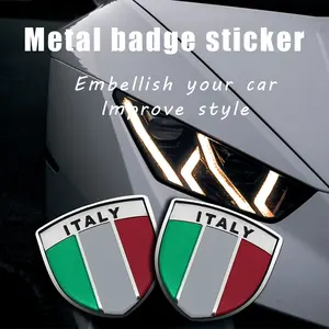 Italy Flag Metal Shield Styling Sticker, Badge Decoration for Benelli Ducati Vespa Piaggio Aprilia, 1/2pcs Italian Stickers