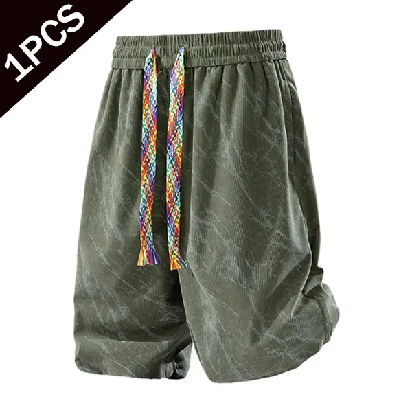 100% polyester men’s casual shorts — summer outdoor streetwear; straight-leg mid-length tie-dye shorts; men’s summer trendy loose athletic casual shorts