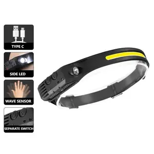 Rechargeable High-Brightness COB LED Headlamps with Sensor Function, Waterproof Head Torches for Camping, Running