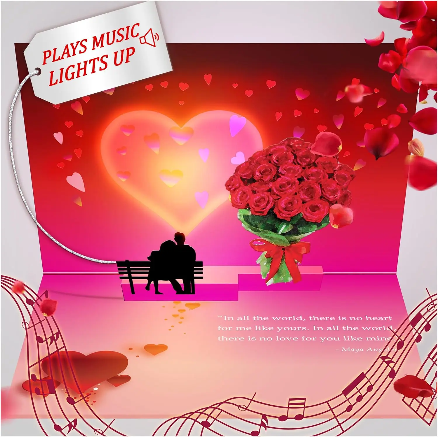 100 GREETINGS Lights & Music Pop Up Happy Anniversary Card - Plays Song 'Just The Two of Us' - Happy Anniversary Cards for Husband - Wedding Anniversary Present for Wife - Gift for Her & Him