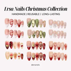 ErsaNails CHRISTMAS Collection - Handmade PressOn Nails 10PCS | Acrylic, Reusable, Salon-Quality, Long-Lasting, Glossy Design