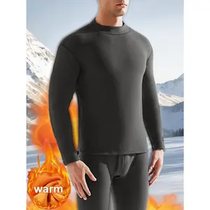 SERACAL Men's Long Sleeve Thickened Fuzzy Lined Warm Tops, High Neck Innerwear with Golden Velvet Interior, Super Comfortable Ultra Coziness Stretchy, Winter Warm Clothes for Men, Two-Pack, Sweater for Men Winter, for Autumn and Winter