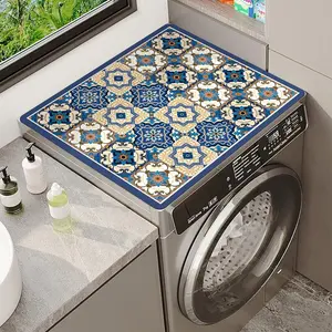 23.62x19.69 Inch Diatomaceous Washer Cover Waterproof Non Slip Mosaic Floral Front Load Washing Machine Protector for Laundry Room Kitchen Decor