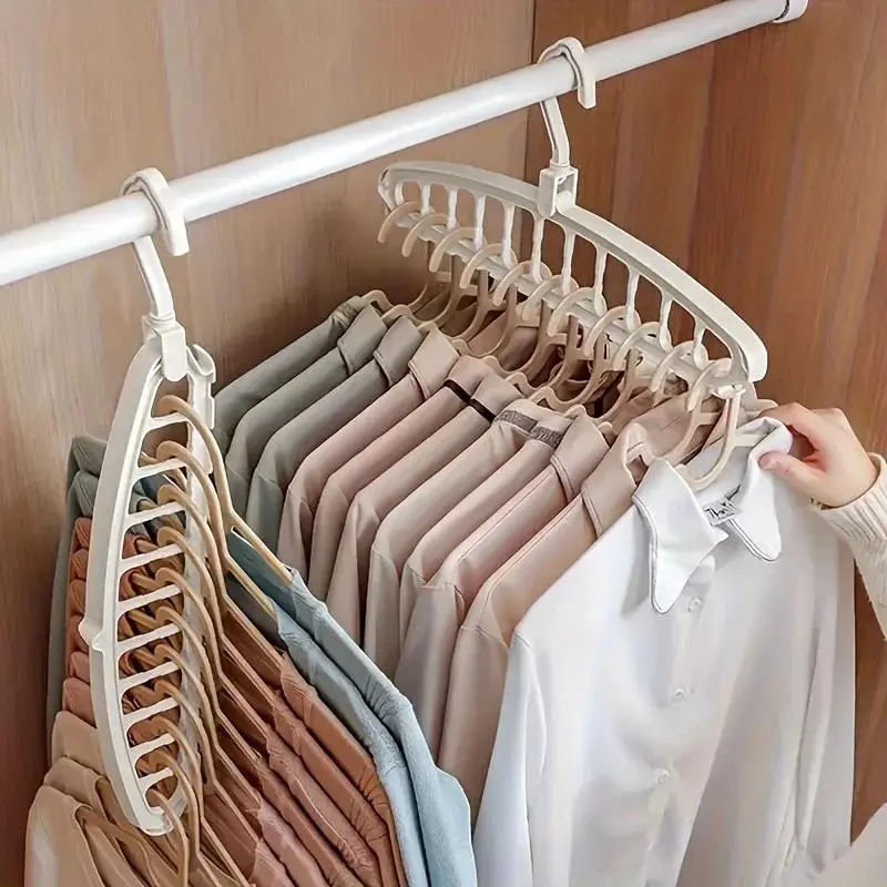 1pc 11 hole multifunctional traceless clothes hanger, Hanger Space Saving, clothes hanging rack, bedroom wardrobe storage artifact