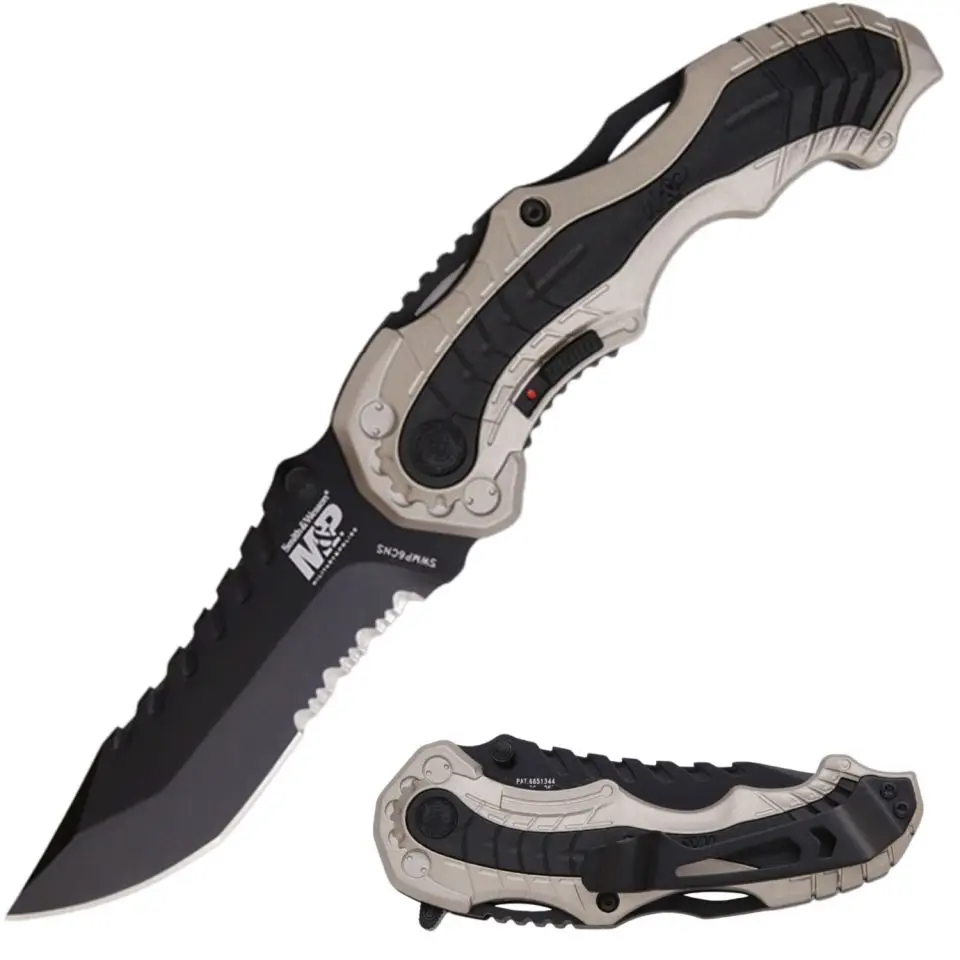 Smith & Wesson M&P Champagne Assisted Opening Clip Point Folding Pocket Knife, 7.7-inches Overall SWMP6CNSCP