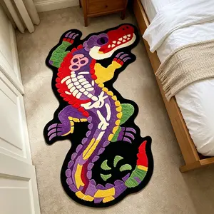 Bohemian Style Irregular Shape Alligator Bedroom Rug, Soft Plush Easy Clean, Home Decor for Living Room, Bedroom, Kitchen, Bathroom
