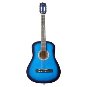 38" Blue Acoustic Guitar with Picks, Strings, Capo, Case, Tuner & Strap