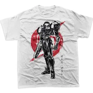 Samus Aran Shirt, Metroid Shirt, Metroid Merch, Video Games Shirt - Retro Gaming Tees for Gamers- Vintage Graphic Tee -  Unisex S-3XL - Menswear & Womenswear - Streetwear Tops - Casual Cotton Crewneck Shortsleeve Tshirt