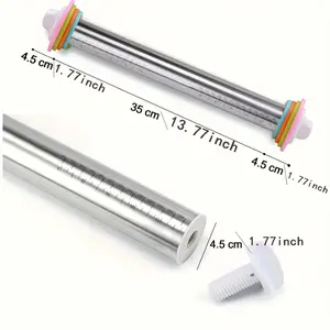 Adjustable Stainless Steel Rolling Pin with Thickness Guide, Dough Roller for Baking, Pizza, Pie, Pastries, Pasta, Cookies, Baking Tools, Baking Utensils - Ideal for Christmas, Halloween, Easter, Thanksgiving