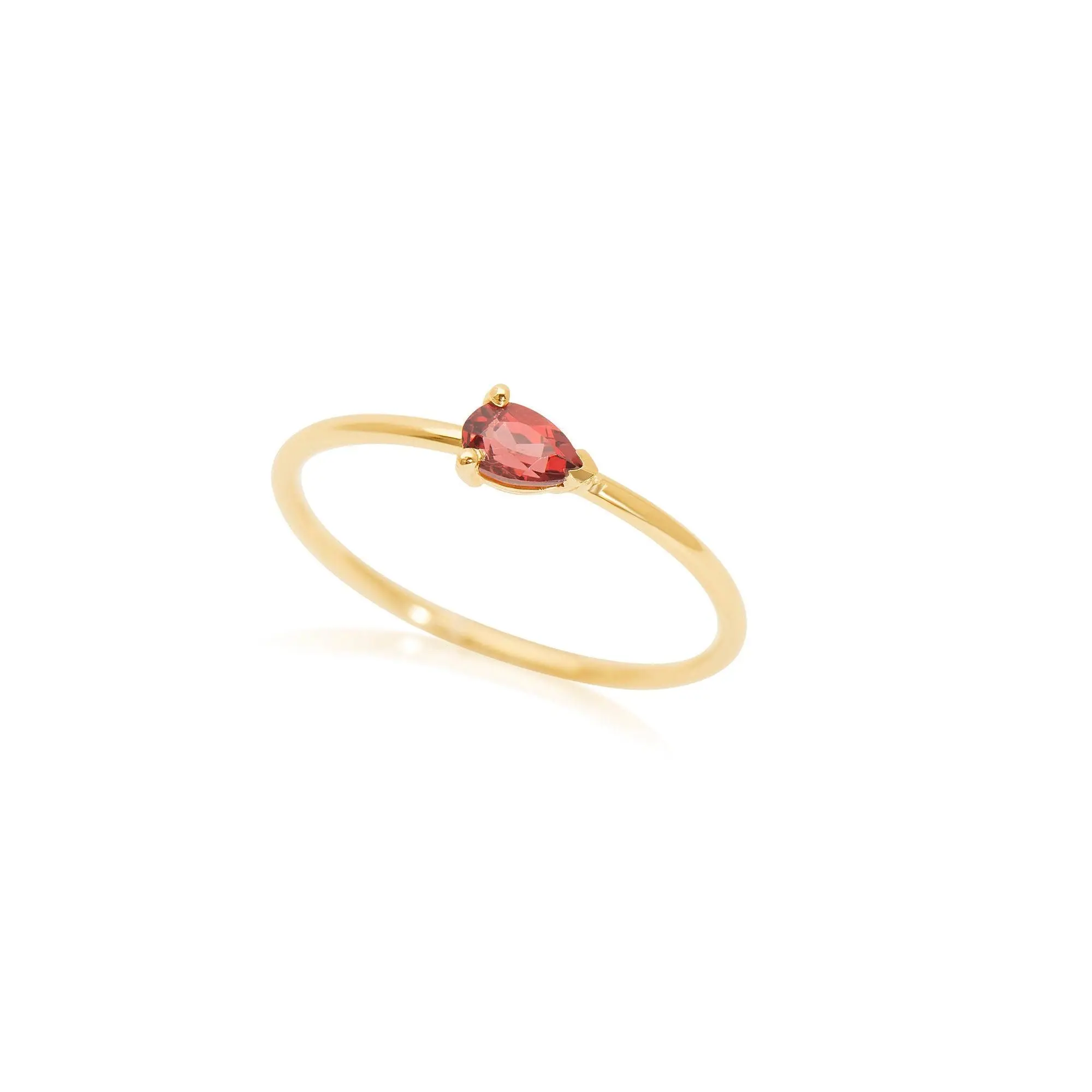 14k Gold Pear Shape Sideways Garnet Ring