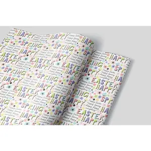 Happy Easter Happy Spring Wrapping Paper Set - 3 Sheets