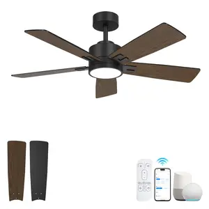 Smart Ceiling Fan with Light and Remote, 5 Dual-Sides Reversible Blades, Remote & App Control