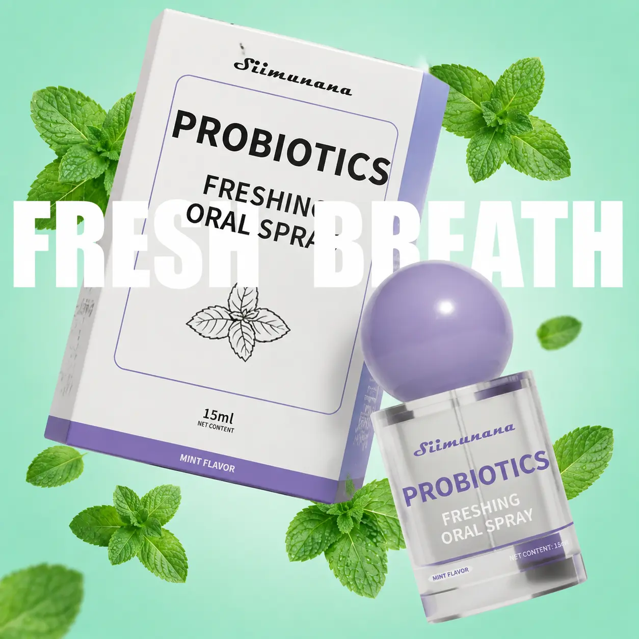 Sensitive Oral Care Probiotic Spray - 15ml Gentle Probiotics Treatment, Sugar-Free Hypoallergenic Peppermint, Prevents Bad Breath, Removes Plaque, Restores Gum Health, Whitens Teeth, Bottle