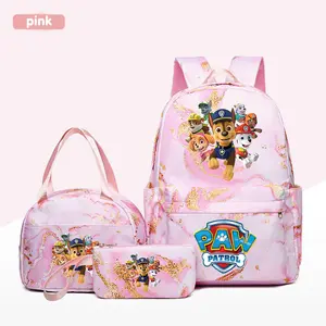 3-Piece Paw Patrol Backpack Lunch Bag Pencil Case Set, Cute Cartoon Design, Adjustable Straps, Soft Padding, Large Capacity, Multifunctional