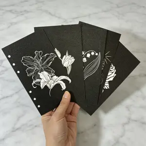 Set of 5 Creative Glitter Simple Floral A5 A6 Notebook Covers, Detachable Special Glitter Card Paper, Style Divider Pages
