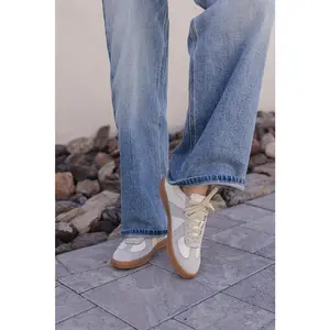 Maison Leather Suede Sneakers | White Grey