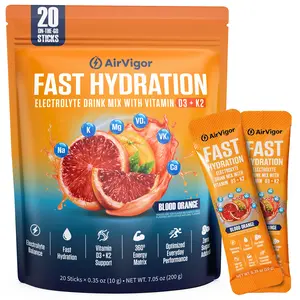 Electrolytes Powder with D3 & K2 – Zero Sugar Hydration for Muscle Recovery & Bone Support, Keto Vegan, Blood Orange, 20 Sticks Beverage Energy Drink Sport
