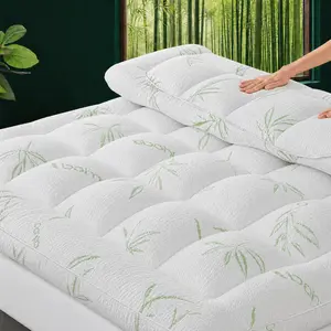Mattress Topper Queen Size,Hotel Quality Mattress Pad for Back Pain, Mattress Cover for Side, Back, and Stomach Sleepers, Twin/Full/Queen/King/California king size, Cooling Viscose Made from Bamboo Mattress pad, Quilted Fitted Mattress Cover #Summervibes