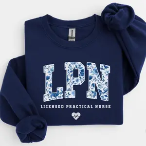 Licensed Practical Nurse T-Shirt or Sweatshirt, Blue Toile LPN Shirt, LPN Nurse T-Shirt, Cute LPN Graduation Top, Soft Cotton Fabric Crewneck outfits women