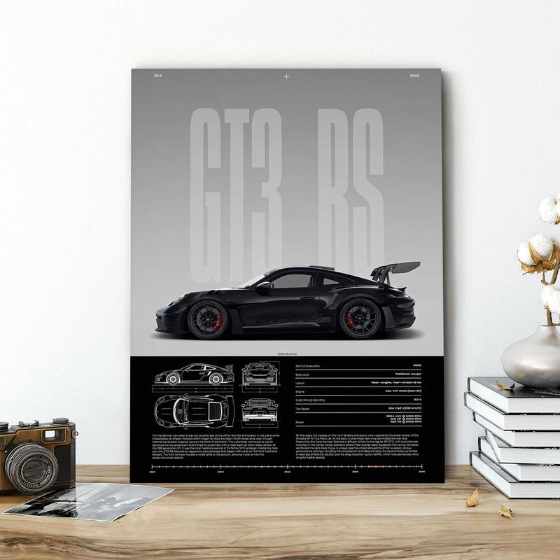 Wooden-Framed Canvas Painting, High-Performance GT3 RS Specification Poster, Modern Canvas Wall Art for Living Room, Bedroom & Office Decoration, Fashion Artistic Ornaments Wooden-Framed Canvas Painting, High-Performance GT3 RS Specification Poster, Modern Canvas Wall Art for Living Room, Bedroom & Office Decoration, Fashion Artistic Ornaments
