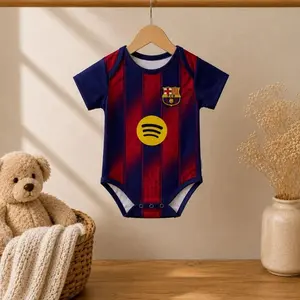 Barcelona Inspired Baby Soccer Romper | Personalized Name Number Bodysuit