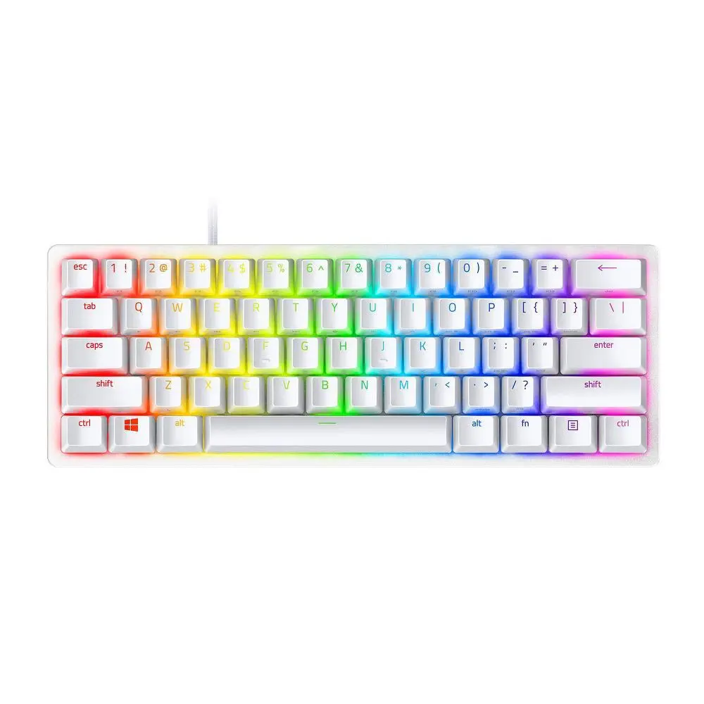 Razer Huntsman Mini Mercury 60% with Clicky-Purple Switch: Gaming Keyboard USB-C Connection