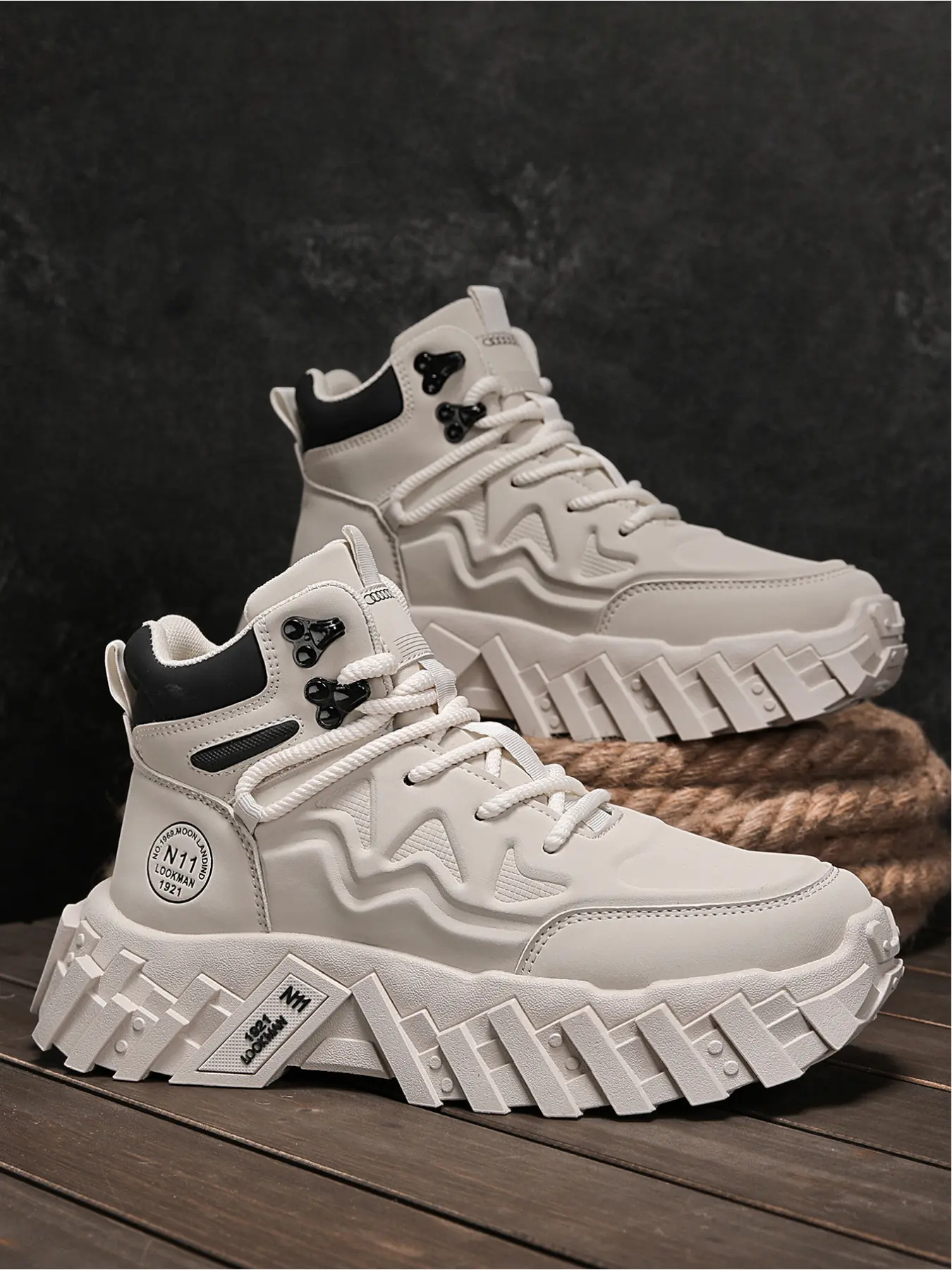Men's Fashion Casual Hiking Shoes, Hiking Footwear, Functional High-Top Thick-Sole Boots, Non-Slip & Wear-Resistant & Breathable, Trendy Design for Outdoor & Daily Wear, Autumn/Winter New Style, Hardcore Item to Rock Fashion Even While Hiking