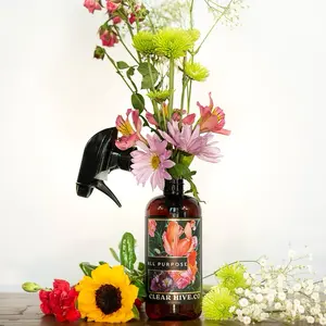 Clear Hive Co Non Toxic All Purpose Cleaner - Safe & Effective for Everyday Use with Floral Design Bottle