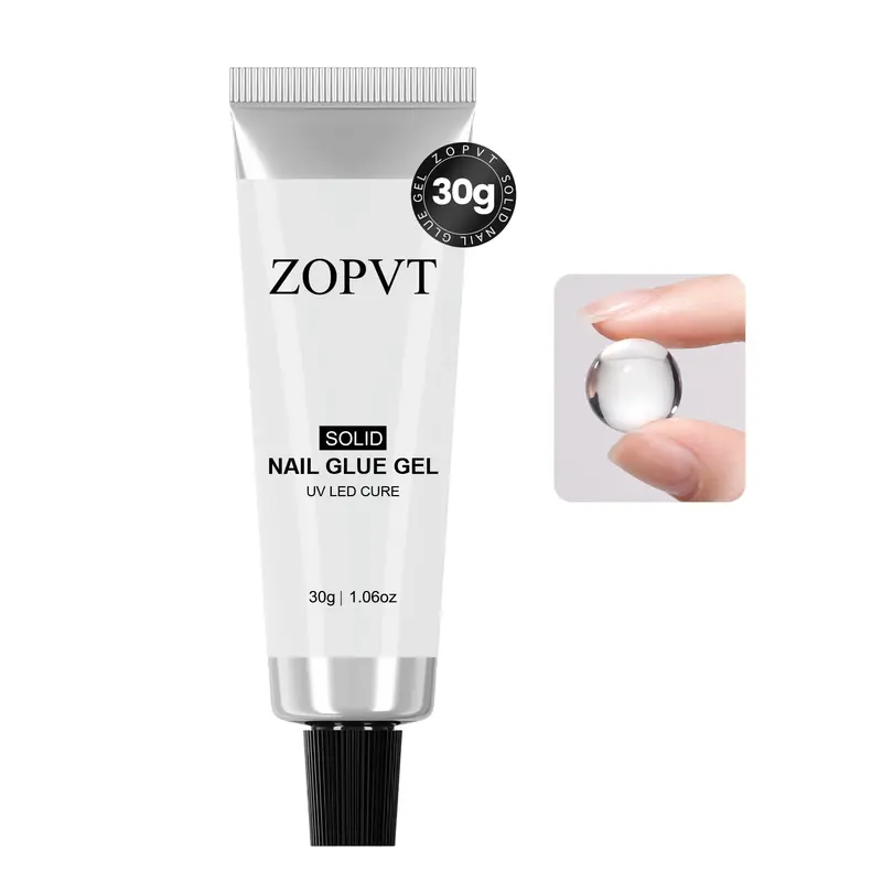 Solid Nail Glue, False Nails Glue, Nail Adhesive for Press-Ons & Acrylic Nails, Nailcare Glue, Transparent UV LED Curing Gel, UV Light Gel, Strong 3D Sculpture Gel, 30g, Professional Manicure Tool