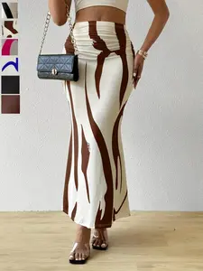 Zebra Stripe High Waist Mermaid Maxi Skirt, Slim-Fitting Sexy Long Skirt for All Seasons, Trendy Casual Wear with Multiple Color Options